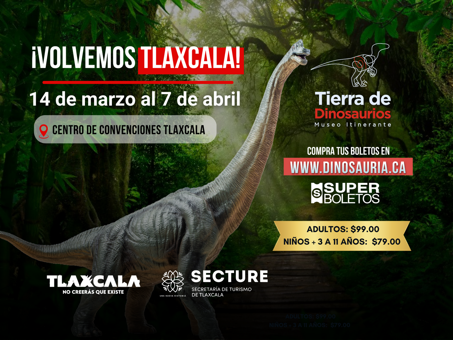 Banner informativo Tierra de Dinosaurios